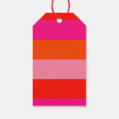 Hot-roze en heldere Oranje strepen Cadeaulabel (Achterkant)