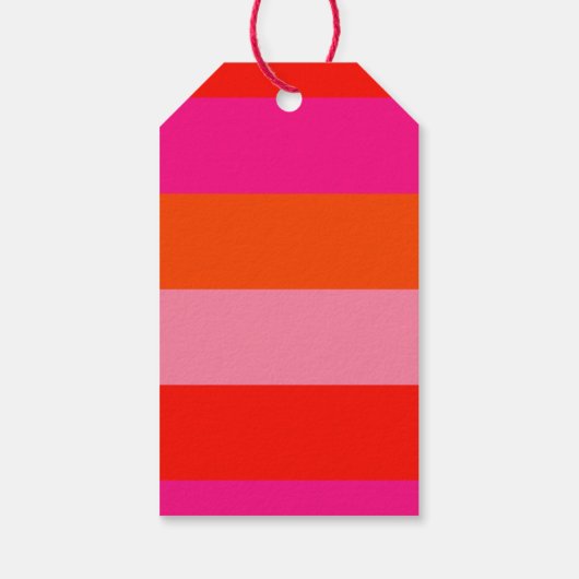 Hot-roze en heldere Oranje strepen Cadeaulabel (Achterkant)