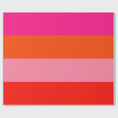 Hot-roze en heldere Oranje strepen Cadeaupapier (Vlak)