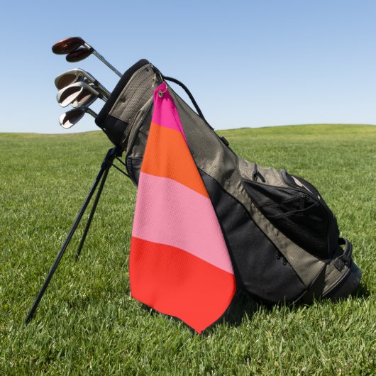 Hot-roze en heldere Oranje strepen Golfhanddoek (Groen)