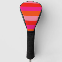 Hot-roze en heldere Oranje strepen Golfheadcover