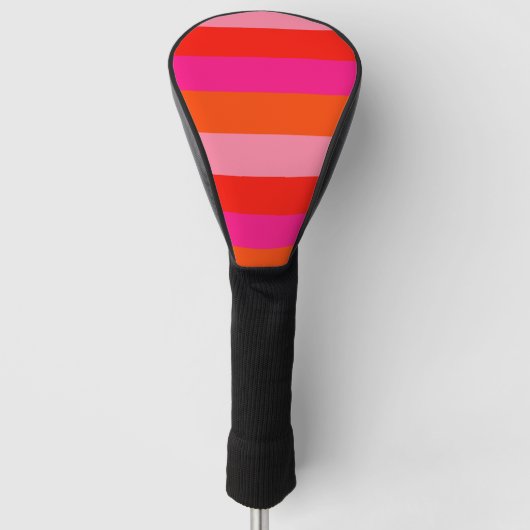 Hot-roze en heldere Oranje strepen Golfheadcover (Voorkant)