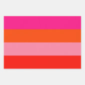 Hot-roze en heldere Oranje strepen Inpakpapier Vel (Voorkant)