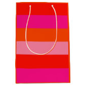 Hot-roze en heldere Oranje strepen Medium Cadeauzakje (Voorkant)