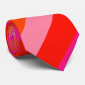 Hot-roze en heldere Oranje strepen Stropdas (Opgerold)