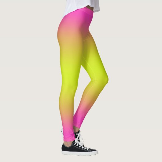 Hot-roze en heldergele ombre leggings (Rechts)