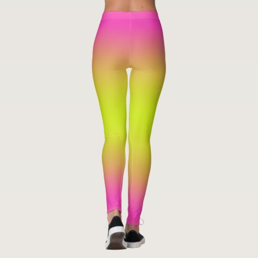 Hot-roze en heldergele ombre leggings (Achterkant)