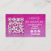 Hot Roze en Licht Roos Ombre Glitter Lash Tech Klantenkaartje (Achterkant)