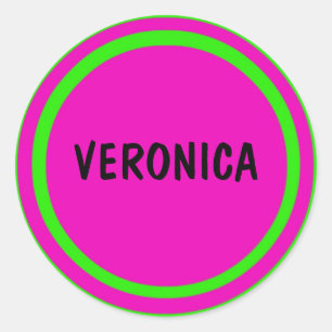 Hot roze en lime groene cirkels ronde sticker