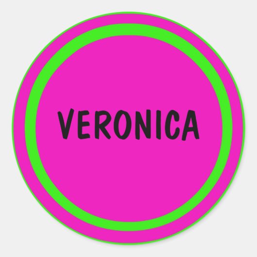 Hot roze en lime groene cirkels ronde sticker (Voorkant)