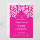 Hot-roze en Limoen Girly Damask Patroon Kaart (Voorkant)