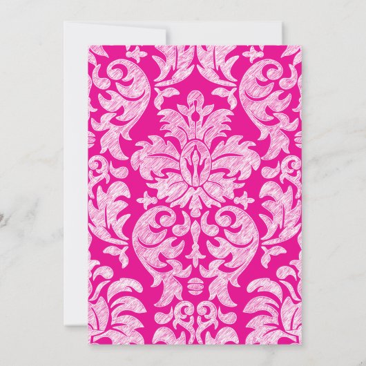 Hot-roze en Limoen Girly Damask Patroon Kaart (Achterkant)