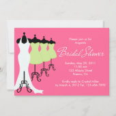 Hot-roze en Limoen-jurken Bridal Shower-uitnodigin Kaart (Voorkant)