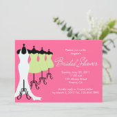 Hot-roze en Limoen-jurken Bridal Shower-uitnodigin Kaart (Staand voorkant)