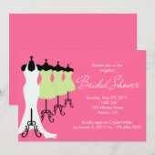Hot-roze en Limoen-jurken Bridal Shower-uitnodigin Kaart (Voorkant / Achterkant)