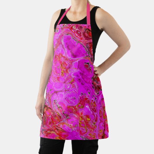 Hot-roze en Magenta Swirl All-Over Print Apron Schort (Insitu)
