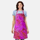 Hot-roze en Magenta Swirl All-Over Print Apron Schort (Gedragen)