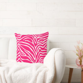 Hot Roze en Off White Zebra Of Elke Kleur Kussen