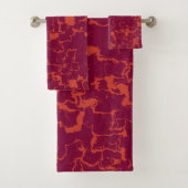 Hot-roze en Oranje Abstract Bad Handdoek (Insitu)