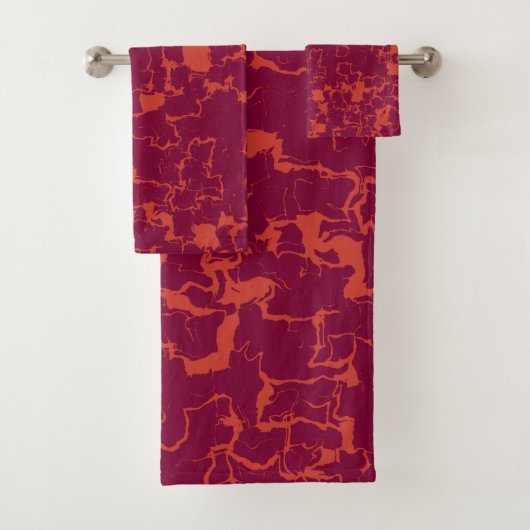 Hot-roze en Oranje Abstract Bad Handdoek (Insitu)