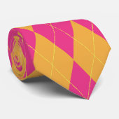 Hot-roze en Oranje Argyle Stropdas (Opgerold)