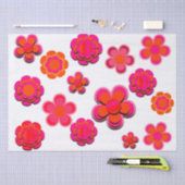 Hot-Roze en Oranje bloemen Papierbladen oppakken Tissuepapier (Craft)