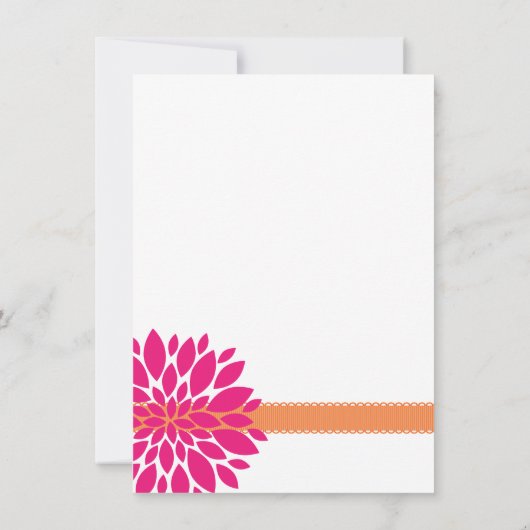 Hot-roze en Oranje bruine bruiloft Kaart (Achterkant)