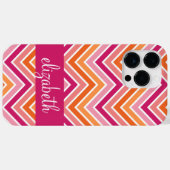 Hot-roze en Oranje Chevron Patroon en naam Case-Mate iPhone Case (Achterkant (horizontaal))