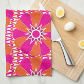 Hot-roze en Oranje, helder ventilatorpatroon Theedoek (Quarter Fold)