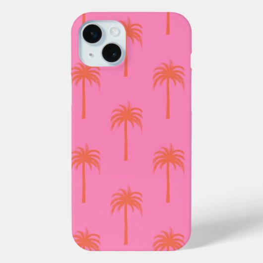Hot Roze en Oranje Palm Tree Telefoon Case (Achterkant)