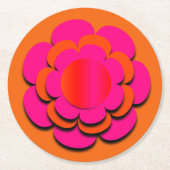 Hot-roze en Oranje ventilator Ronde Kartonnen Onderzetter (Voorkant)