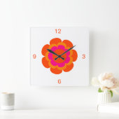 Hot-roze en Oranje ventilator Vierkante Klok (Huis)