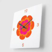 Hot-roze en Oranje ventilator Vierkante Klok (Hoek)