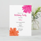 Hot-roze en Oranje Waterverf bloemen Kaart (Staand voorkant)