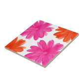 Hot-roze en Oranje Waterverf bloemen Tegeltje (Zijkant)