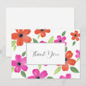 Hot-roze en Oranje Waterverf Motif Bedankkaart (Voorkant / Achterkant)