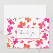 Hot-roze en Oranje Waterverf ventilatorstenen Bedankkaart (Voorkant / Achterkant)