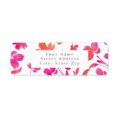 Hot-roze en Oranje Waterverf ventilatorstenen Etiket (Voorkant)