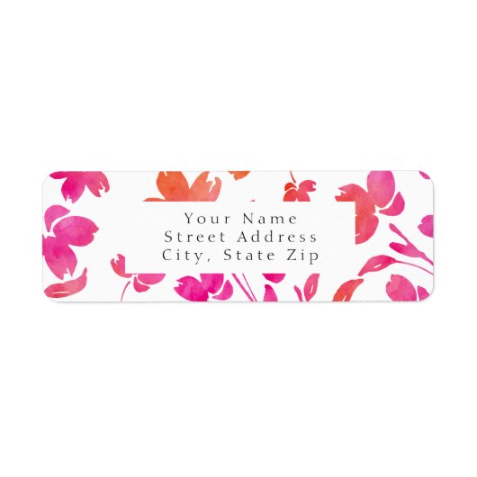 Hot-roze en Oranje Waterverf ventilatorstenen Etiket (Voorkant)