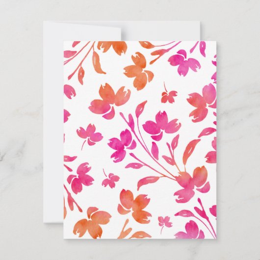 Hot-roze en Oranje Waterverf ventilatorstenen Kaart (Achterkant)