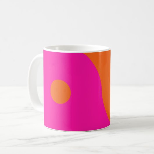 Hot-roze en Oranje Yin Yang Koffiemok (Voorkant links)