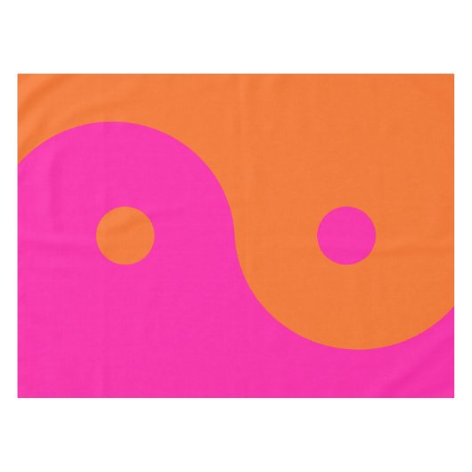 Hot-roze en Oranje Yin Yang Tafelkleed (Voorkant (Horizontaal))