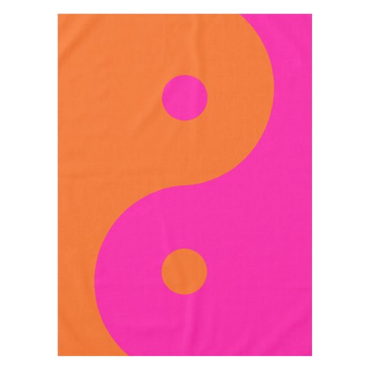 Hot-roze en Oranje Yin Yang Tafelkleed (Voorkant)