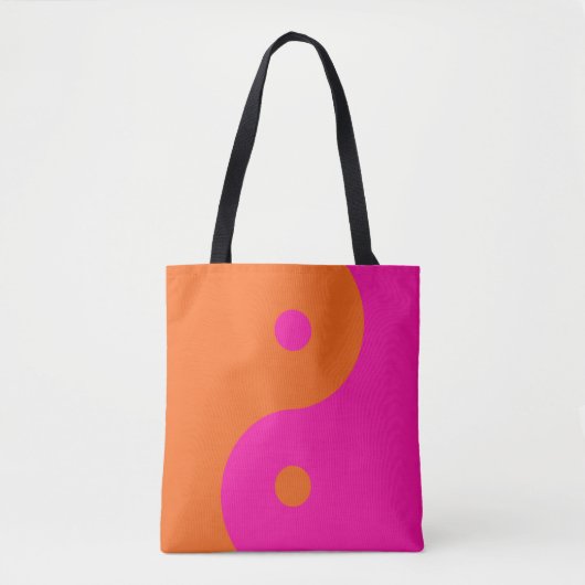 Hot-roze en Oranje Yin Yang Tote Bag (Voorkant)