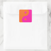 Hot-roze en Oranje Yin Yang Vierkante Sticker (Tas)