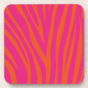 Hot-roze en Oranje Zebrastripes Beverage Bier Onderzetter