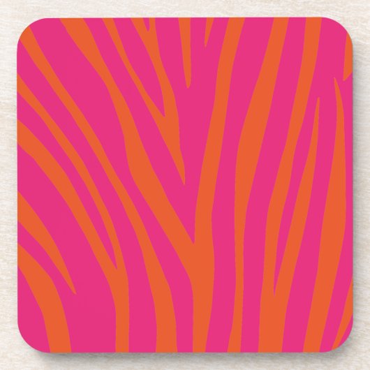 Hot-roze en Oranje Zebrastripes Beverage Bier Onderzetter (Voorkant)