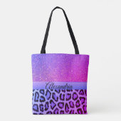 Hot-roze en Paarse glam-luipaard Tote Bag (Achterkant)