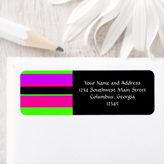 Hot-roze en Paarse toon- en strepen modern design Etiket (Insitu)