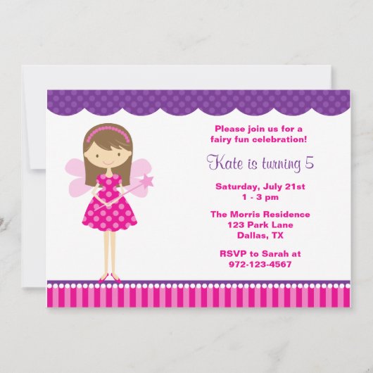 Hot-roze en Paarse uitnodiging (Voorkant)